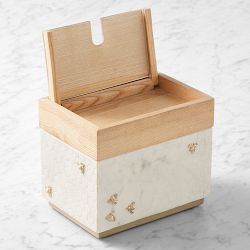 Williams Sonoma Honeycomb Bee Recipe Box, Marble