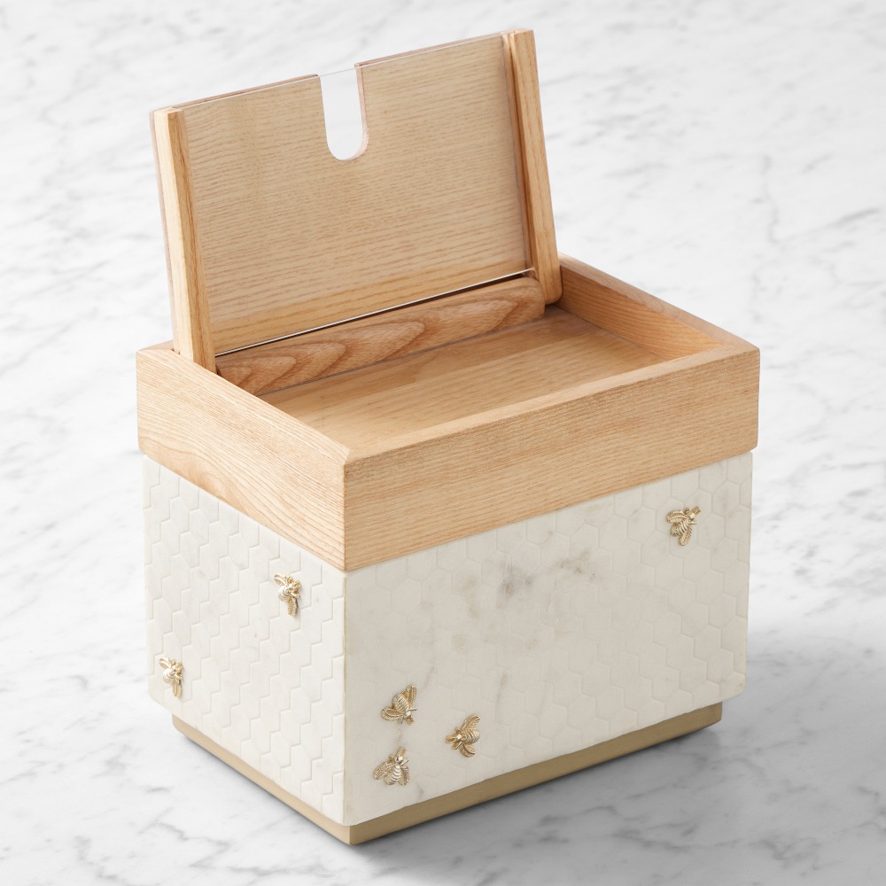 Honeycomb Bee Recipe Box - Marble
