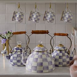 MacKenzie-Childs Violet Check Tea Kettle