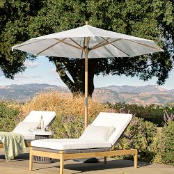 10' Round Outdoor Larnaca Teak Umbrella
