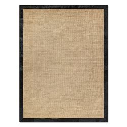 Sisal W/ Hide Border Rug, 6' X 9', Black