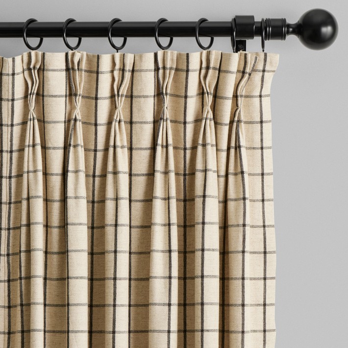 Antalya Raw Check Curtain | Williams Sonoma