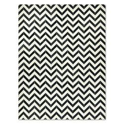 Chevron Hide Rug, 6' X 9', Black And White