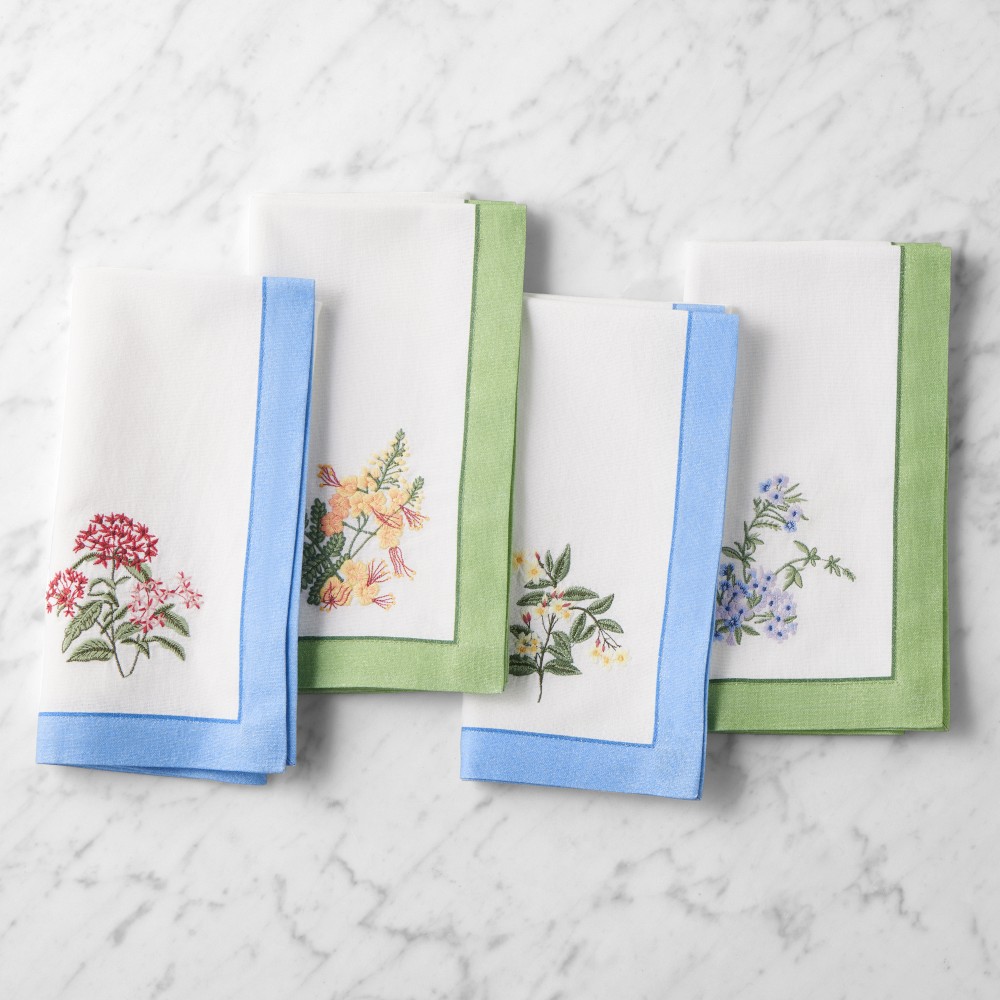 AERIN x Williams Sonoma Embroidered Floral Napkins, Set of 4 - Set of 4