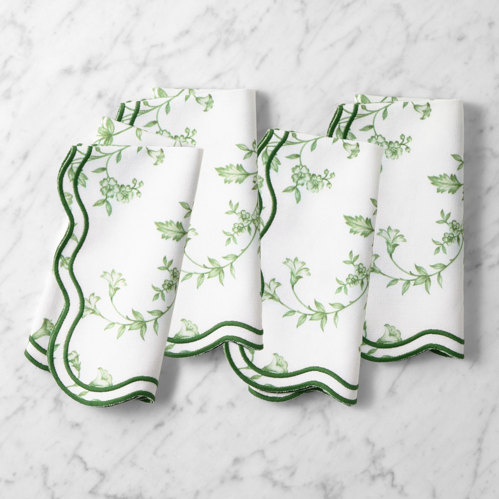 AERIN x Williams Sonoma Scalloped Floral Napkins, Set of 4 - Set of 4