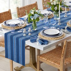 Bistro Striped Table Runner, Blue