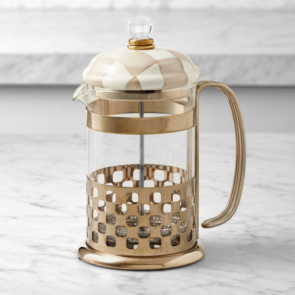 MacKenzie-Childs Mocha Check French Press - Mocha Check