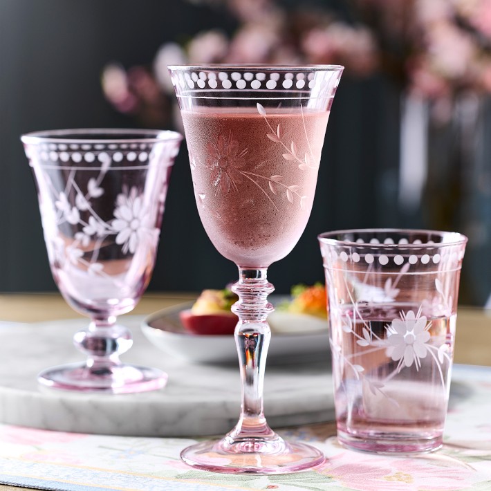 Vintage Etched Red Wine Glasses - Set of 4 | Williams Sonoma