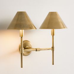OPEN BOX: Harvey Cordless Sconce, Double, Antique Brass