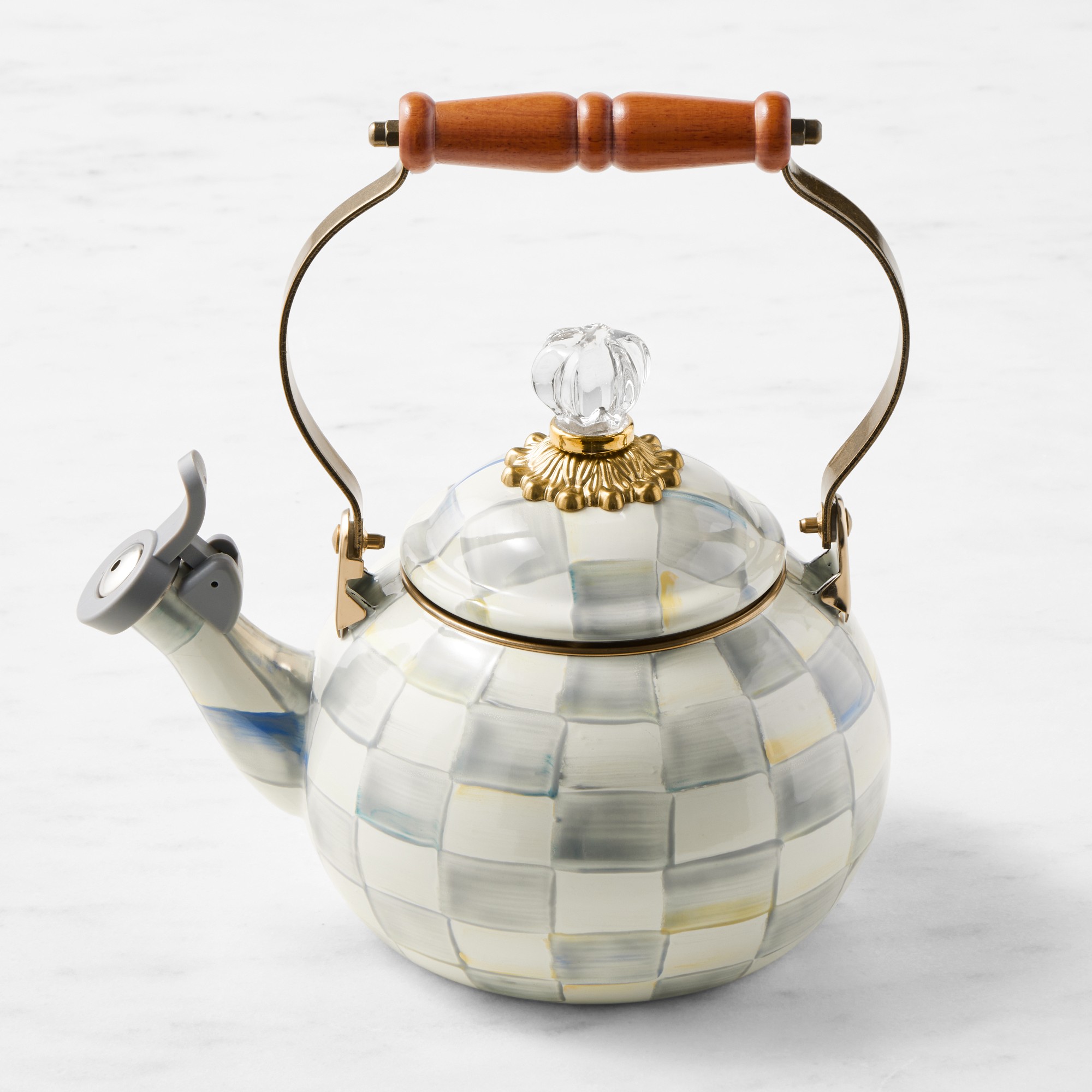 MacKenzie-Childs Sterling Check Whistling Tea Kettle Simolary simolary.com