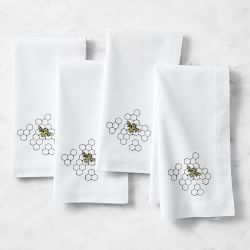 Bee Embroidered Napkins, Set of 4