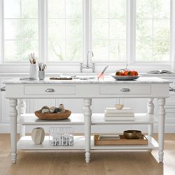 Larkspur Marble-Top Kitchen Island (72")