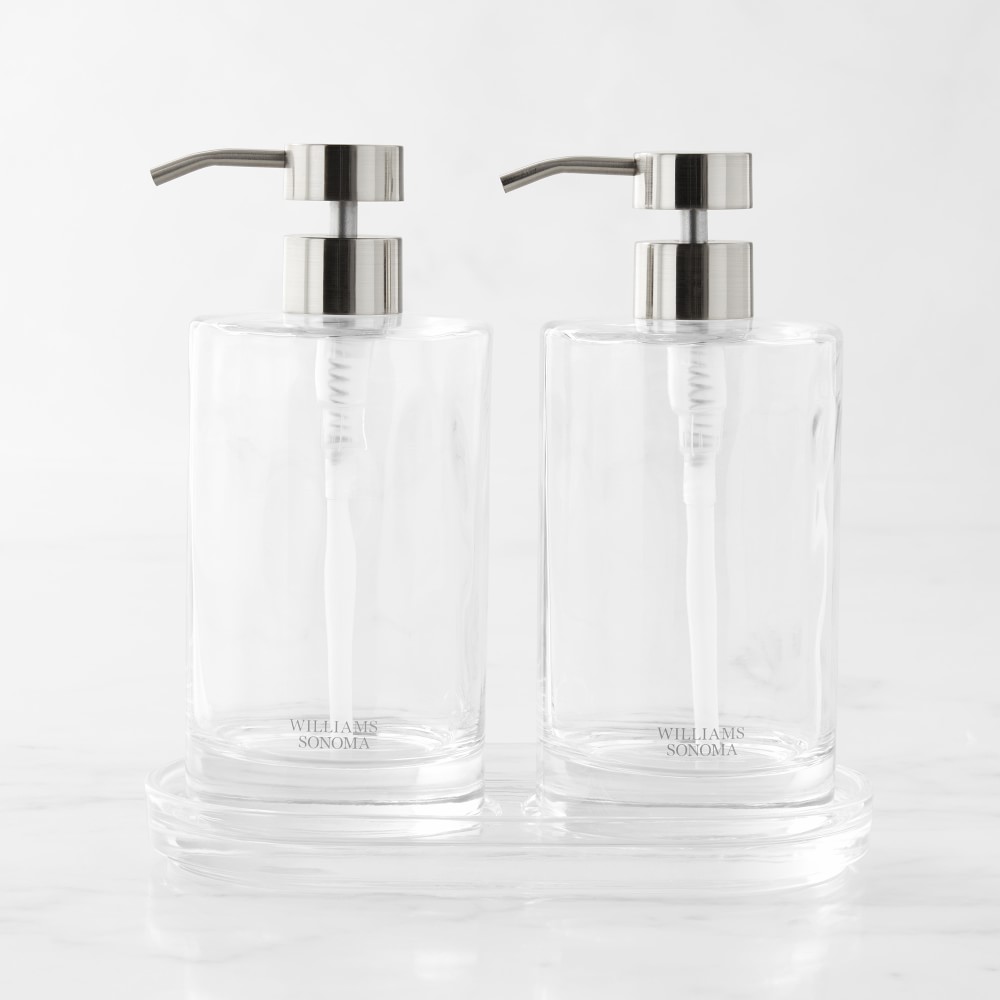 Hold Everything Glass Soap & Lotion Dispenser, 16oz. - Clear, Set of 2 with Caddy