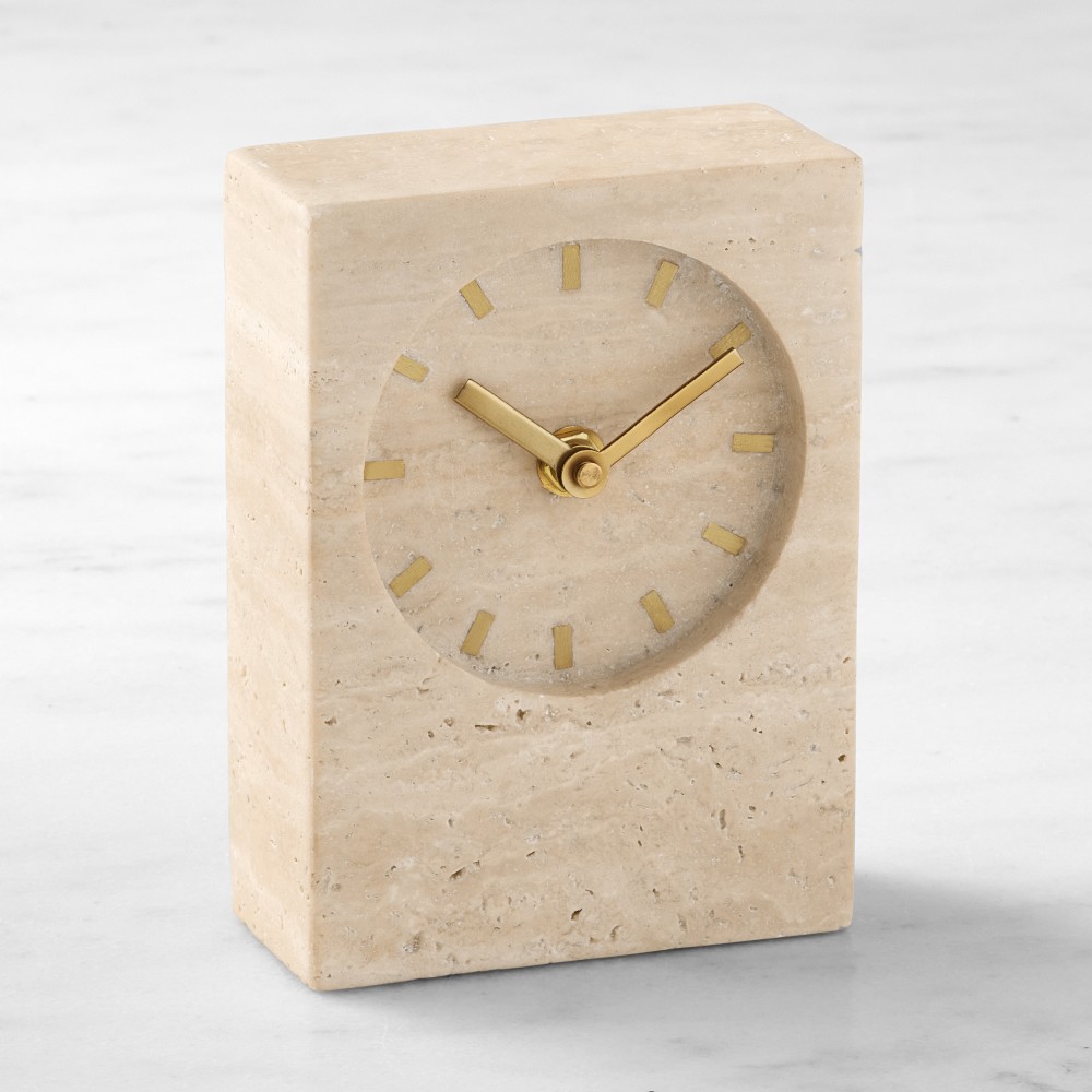 Orson Travertine Clock - 6" H