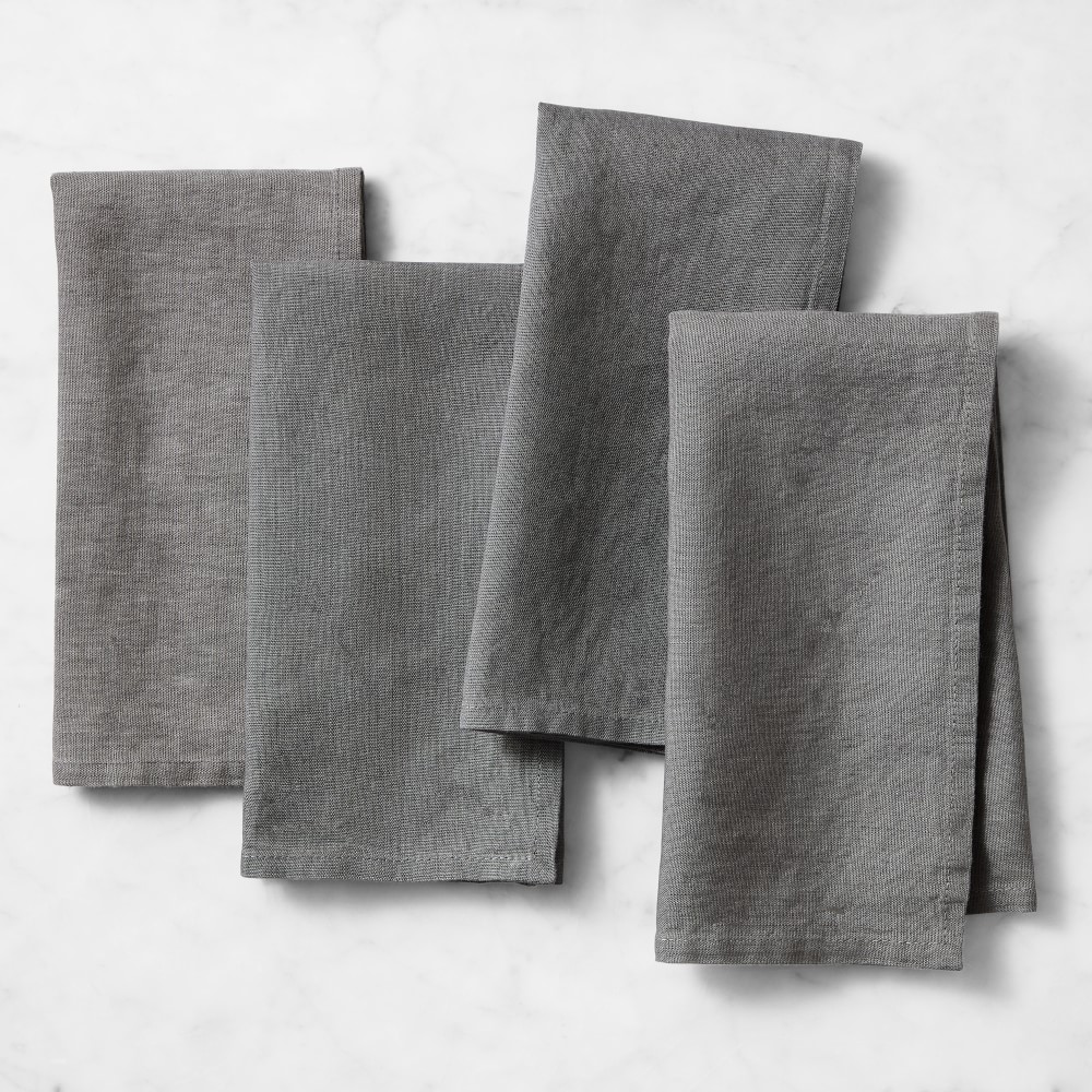 Italian Washed Linen Napkins - Set of 4, Dove Grey