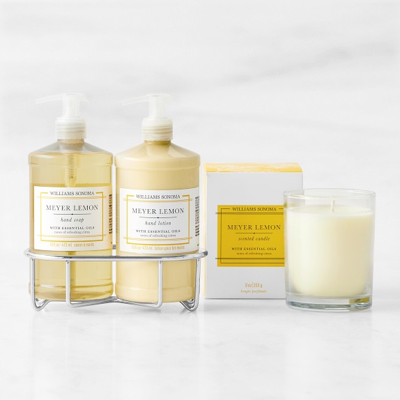 Williams Sonoma Meyer Lemon Hand Soap, Lotion & Candle 4-Piece Kitchen Set