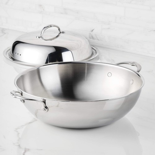 Hestan ProBond Luxe Professional Clad Stainless-Steel Covered Wok, 14″ Simolary simolary.com