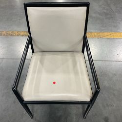 OPEN BOX: Roulan Dining Armchair, Milano Leather Grey, Ebony