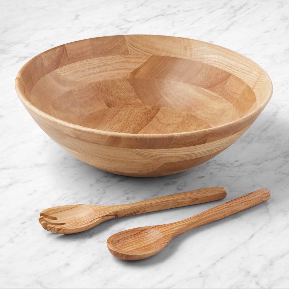 Olivewood Salad Bowl and Salad Servers - Large Bowl