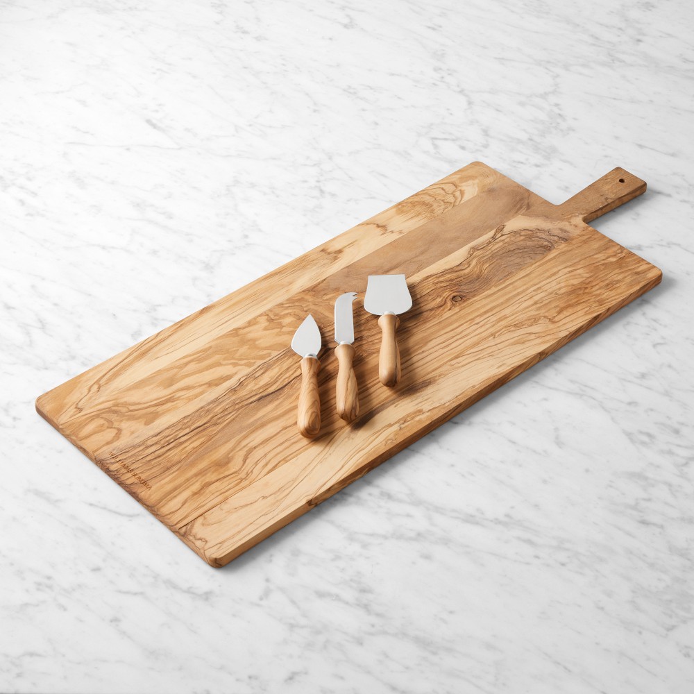 Olivewood Rectangular Cheeseboard with Olivewood Cheese Knives - Extra Large