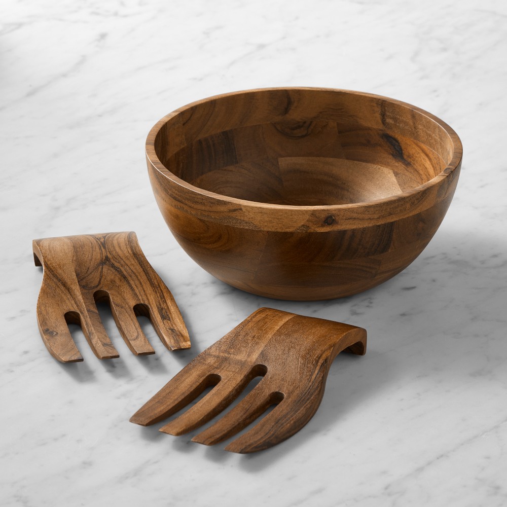 Acacia Salad Bowl and Salad Hands - Small Bowl