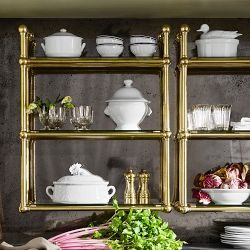 French Industrial Brass Fixed Wall Mount (30"-40")