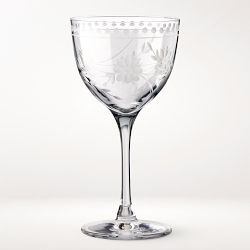 Vintage Etched Nick & Nora Glasses, Set of 4