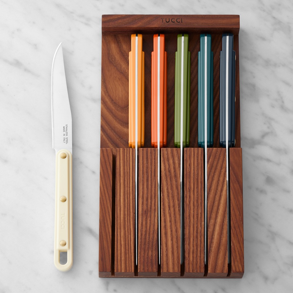 GreenPan™ Stanley Tucci™ Steak Knives with Wood In-Drawer Block, Set of 6 - Set of 6
