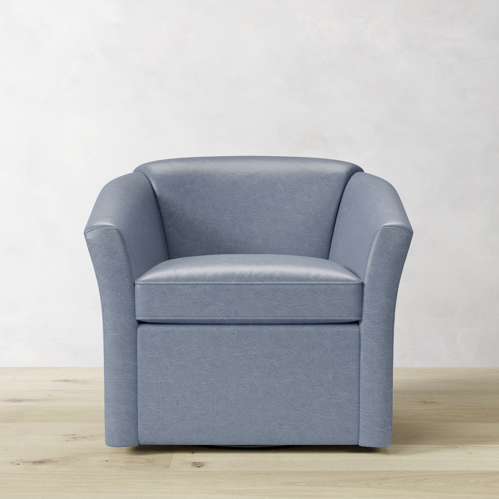 Blue boucle swivel chair