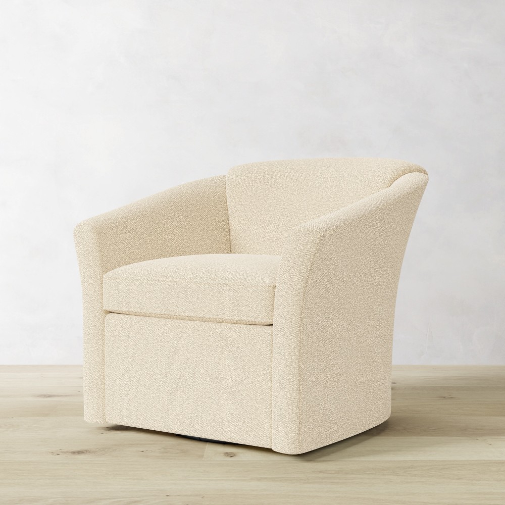 Beige swivel chair side angle