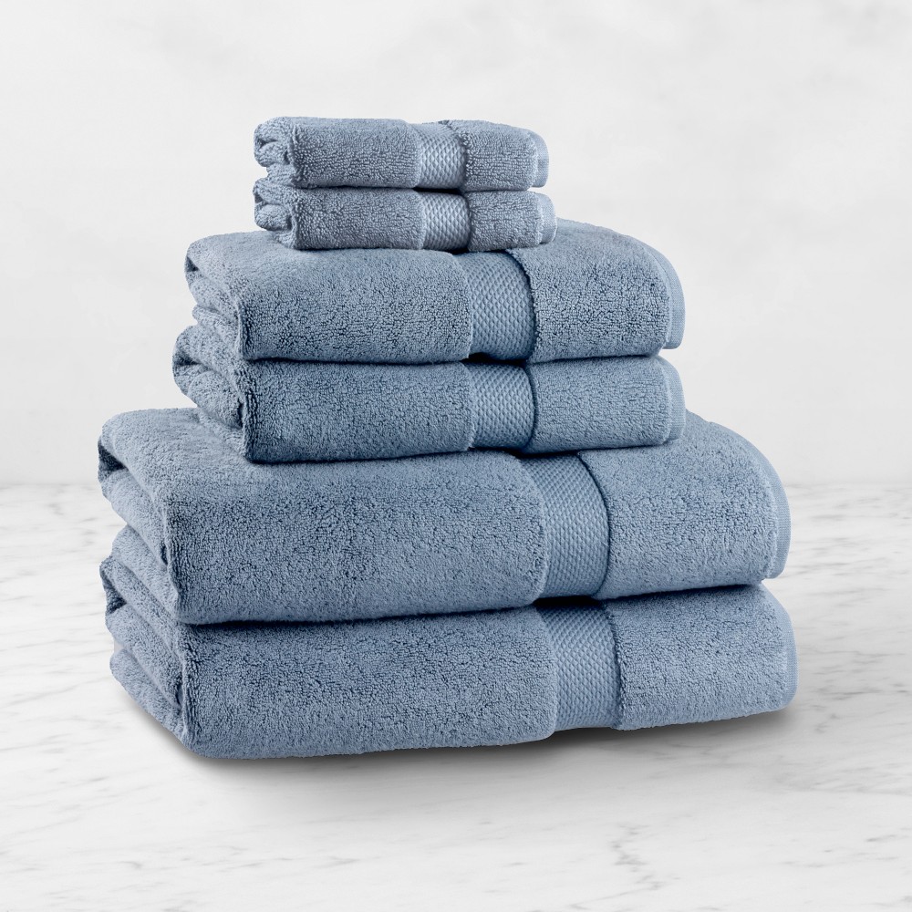Chambers® Heritage Turkish 800-Gram Solid Towels - Set of 6, Jardin Blue