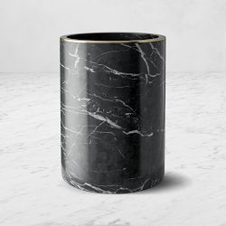 OPEN BOX:Black Marble and Brass Wastebasket