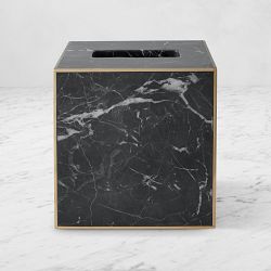 OPEN BOX: Black Marble and Brass Tissue Holder