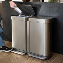 simplehuman 90L Rectangular Step Recycler, Brushed Stainless Steel
