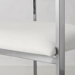 Tulip Upholstered Dining Armchair, Polished Nickel/Ebony