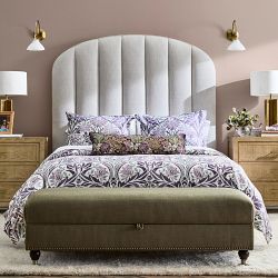 Finsbury Channel-Tufted Upholstered Bed &amp; Headboard