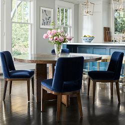 Saratoga Upholstered Curved Back Dining Side Chair, Velvet, Lapis