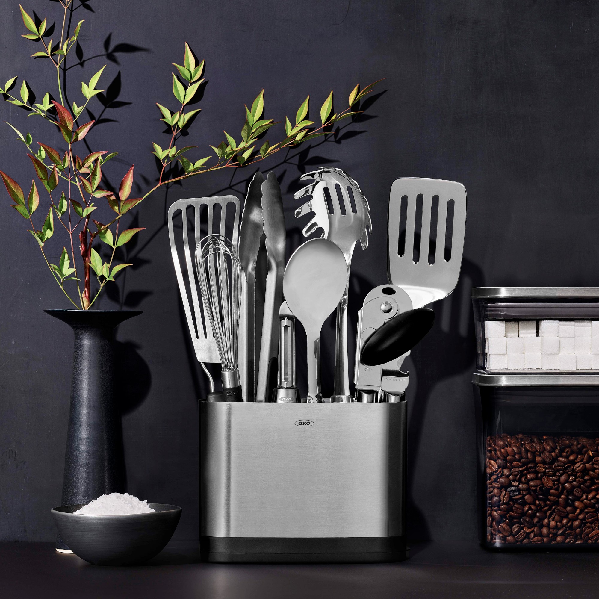 OXO Stainless-Steel Utensils with Utensil Holder, Set of 15 Sansujyuku sansujyuku.com