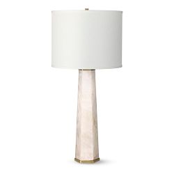Tall Cut Stone Table Lamp, White Quartz