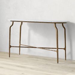 Azurra Hammered Metal Open Console Table (60")