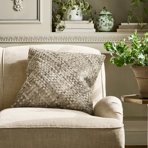 Woven Leather Hide Pillow Cover