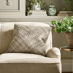 Woven Leather Hide Pillow Cover