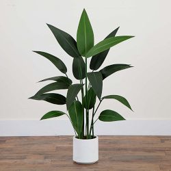 43in. Artificial Sky Bird Tree in White Decorative Planter