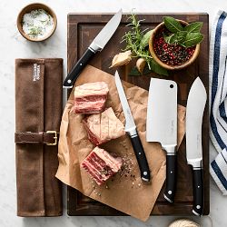 Williams Sonoma Butcher Knives in Waxed Canvas Roll, Set of 4