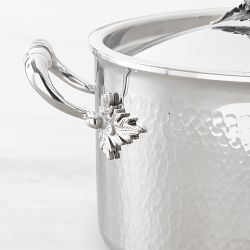 Ruffoni Opus Prima Hammered Stainless-Steel Stock Pot with Garlic Knob, 6-Qt.