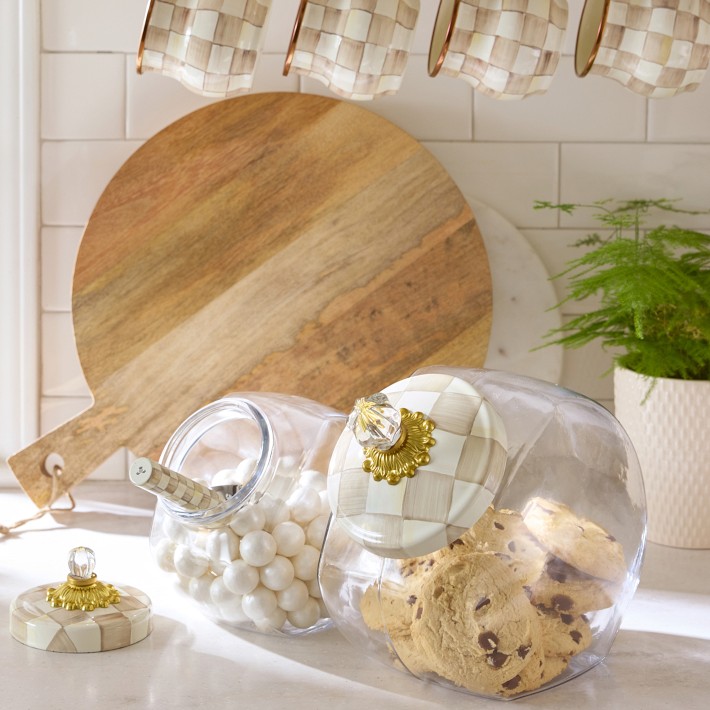 マッキー　ダストボックス MacKenzie-Childs Mocha Check Cookie Jar | Williams Sonoma