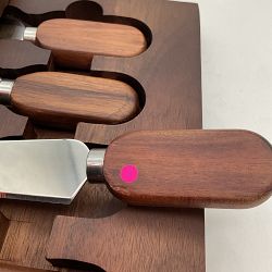 OPEN BOX: Marble Cheese Board Set with Knives, Walnut