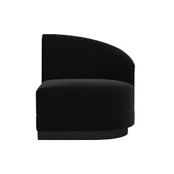 OPEN BOX: Capri Banquette Right Arm Single Bench, Performance Velvet, Charcoal, Ebony Leg