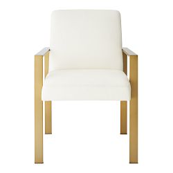OPEN BOX: Mercer Armchair, Milano Leather, Snow, Antique Brass