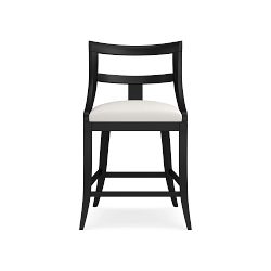OPEN BOX: Piedmont Dining Counter Stool, Performance Slub Weave, White, Ebony Leg